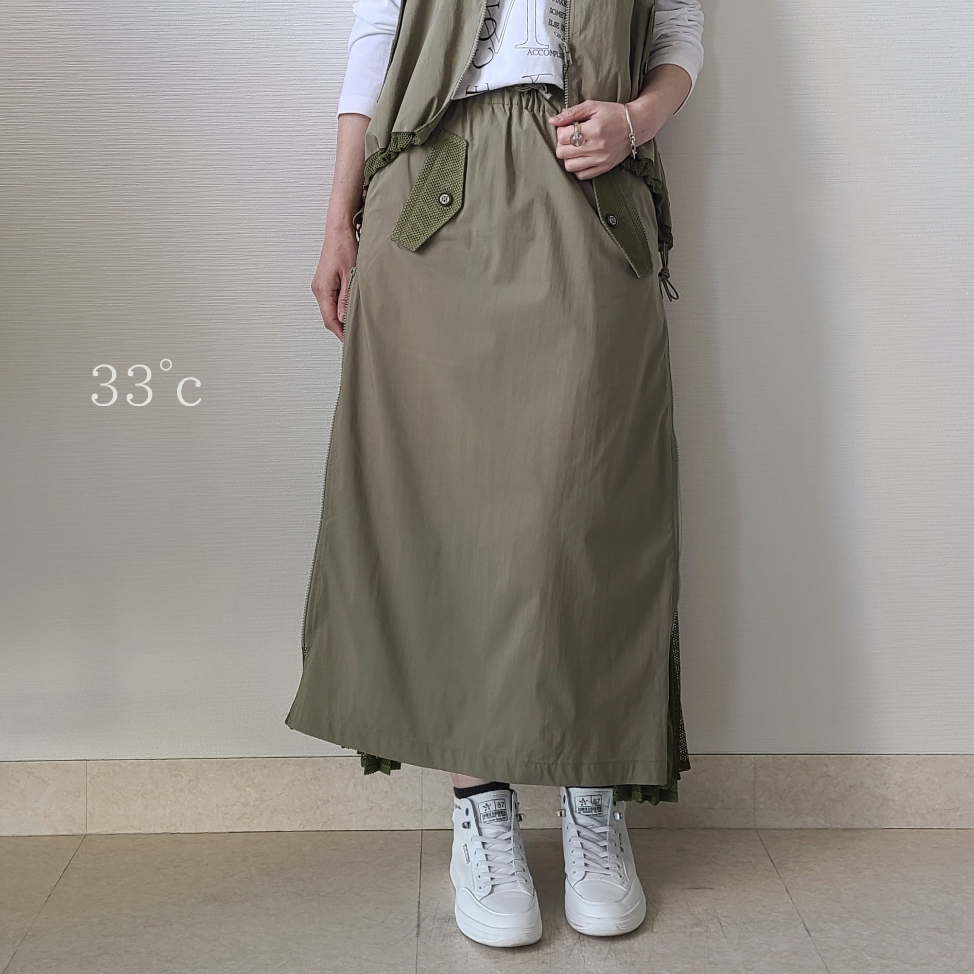 33°c】メッシュ切替えサイドプリーツzipスカート(gz401301) | FORME  