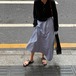 【アシメデザインストライプスカート】ロングスカート ウエストゴム 清涼感 きれいめ