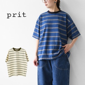 prit [プリット] 19/1リサイクルムラ糸天竺レトロボーダークルーネックルーズTシャツ [P92619] ボーダーTシャツ・レトロボーダー・ルーズTシャツ・LADY'S [2026SS]