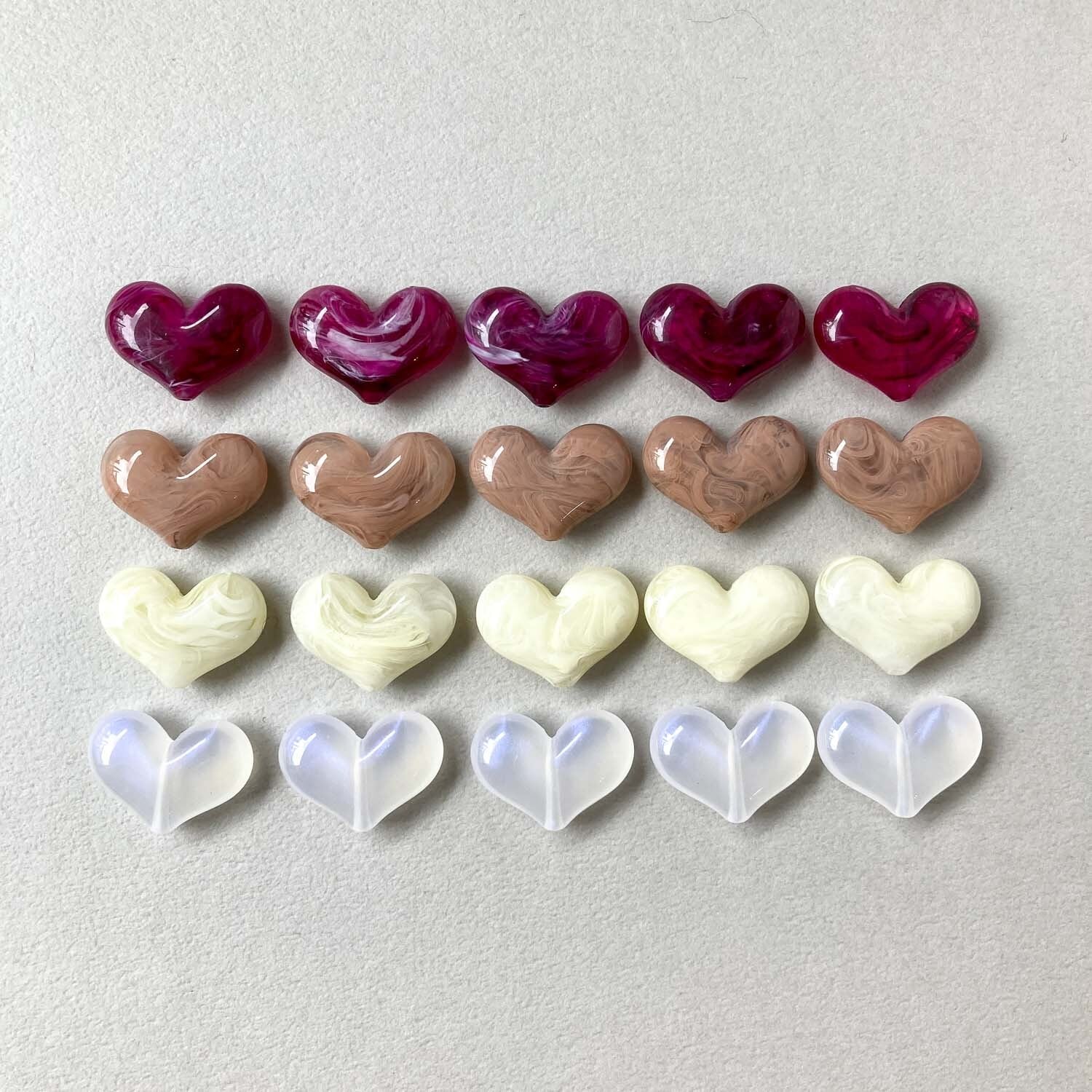 横長ぷっくりハートビーズS（15mm） | Dua-アクセサリーパーツショップ