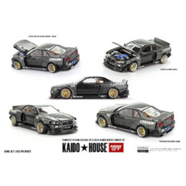 KAIDO HOUSE × MINI GT    1/64 Nissan スカイライン GT-R R34 Kaido Works GReddy V2（右ハンドル） KHMG222