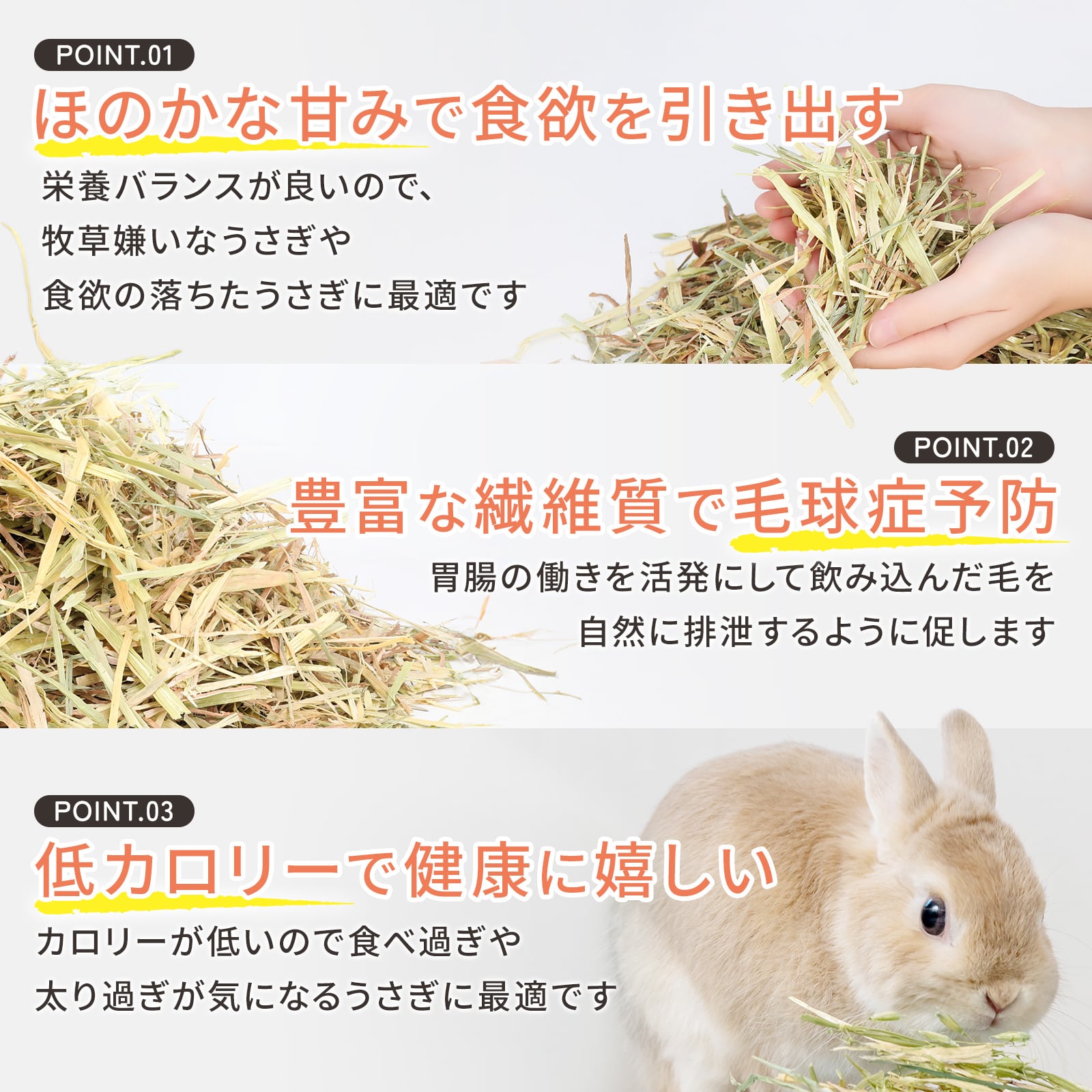 牧草王国 オーストラリア産特選 オーツヘイ 500g×3袋 | うさぎの牧草