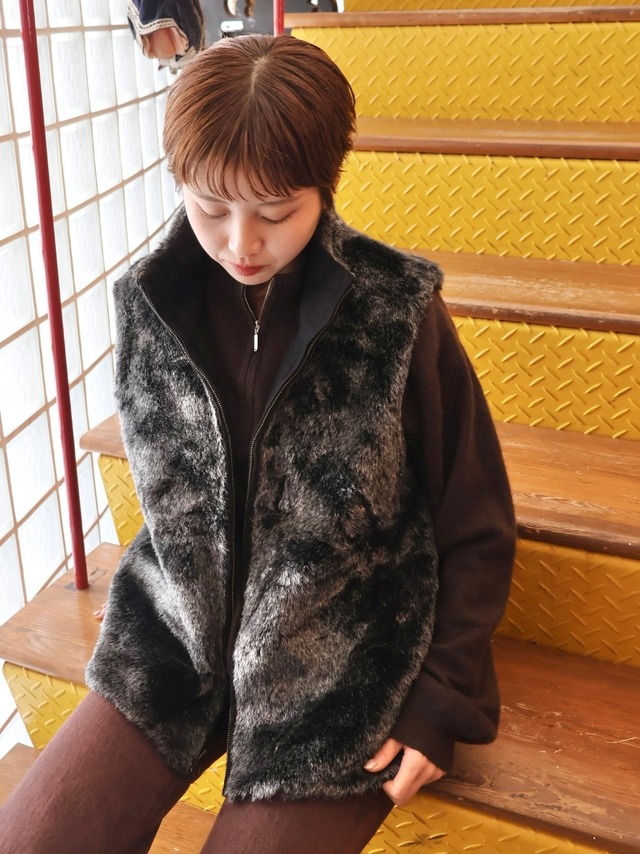 reversible fur zip vest【1925】