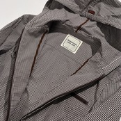 美品 Mademoiselle NON NON マドモアゼルノンノン ギンガムチェック パーカー ジャケット コート /ブラウン×ホワイト/パパス/日本製