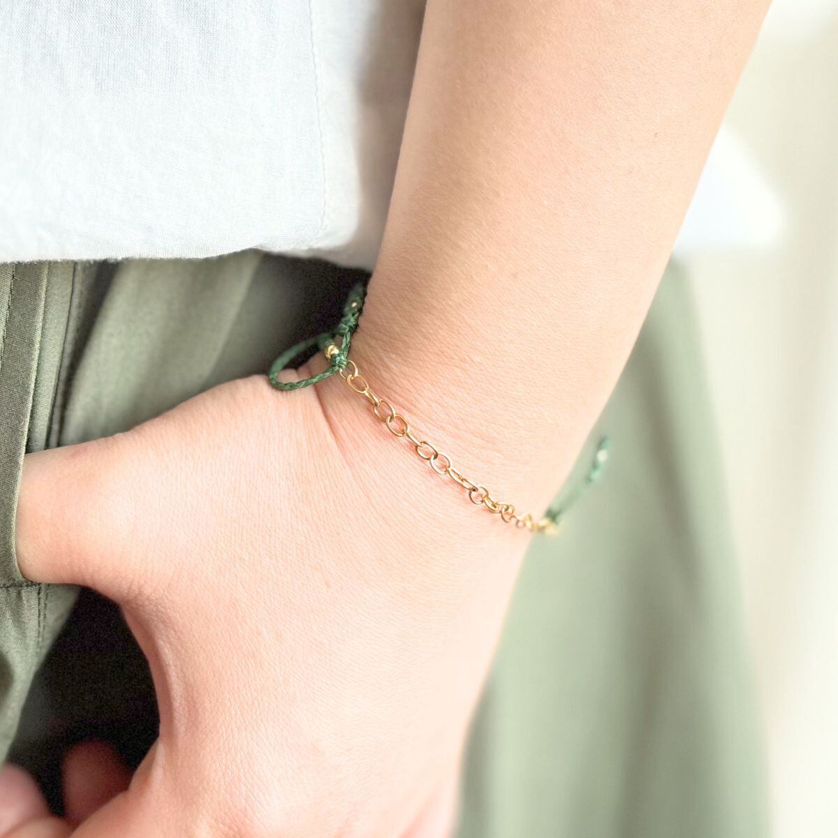 つけっぱなし ブレスレット アンクレット ミサンガ 水に強い 金属アレルギー配慮 ステンレス チェーン 紐 シルバー ゴールド 切れにくい 足首 おしゃれ