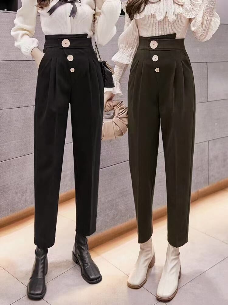 ウエストビッグボタン　テーパードパンツ　AJ1362-237