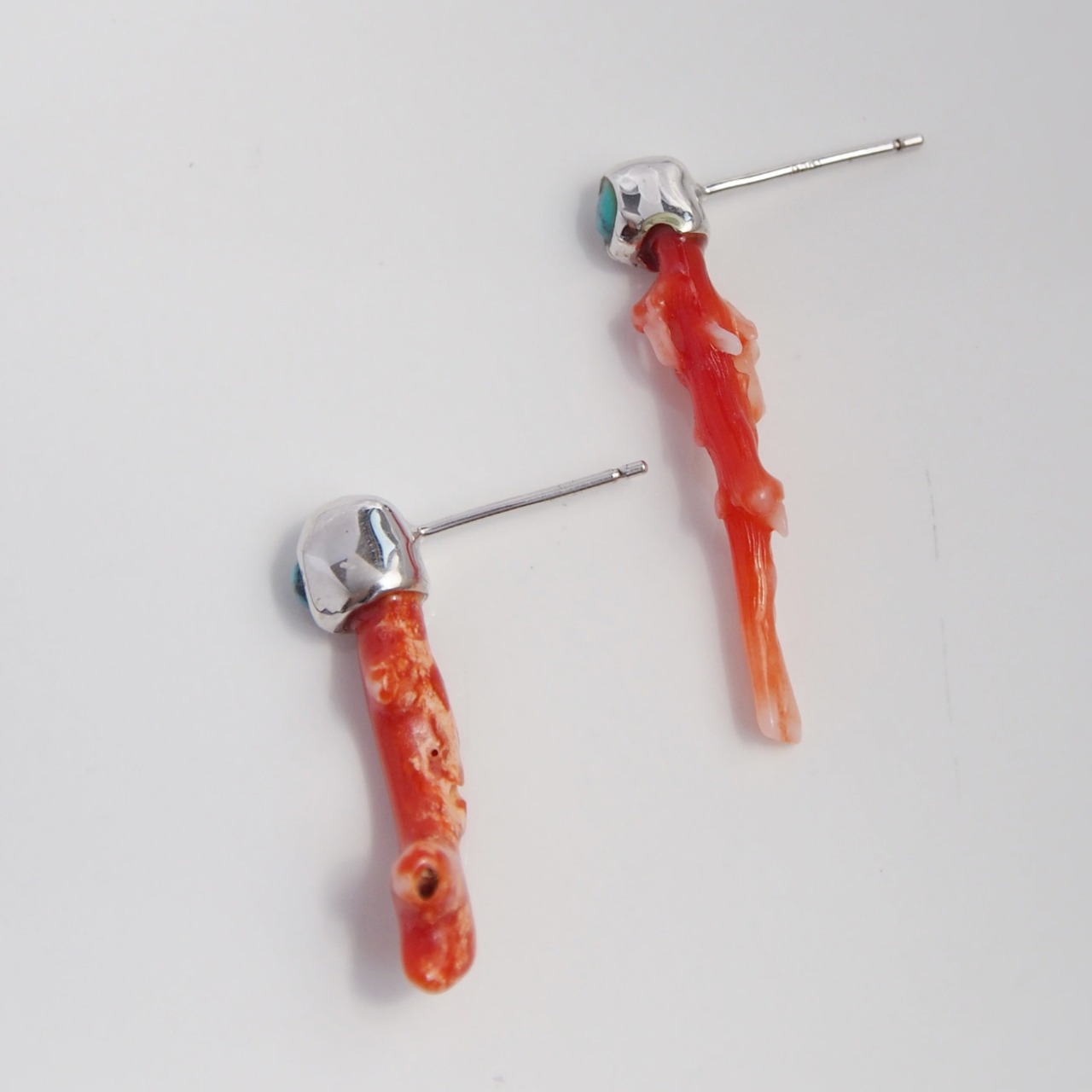 Passage / Coral and Turquoise Earring