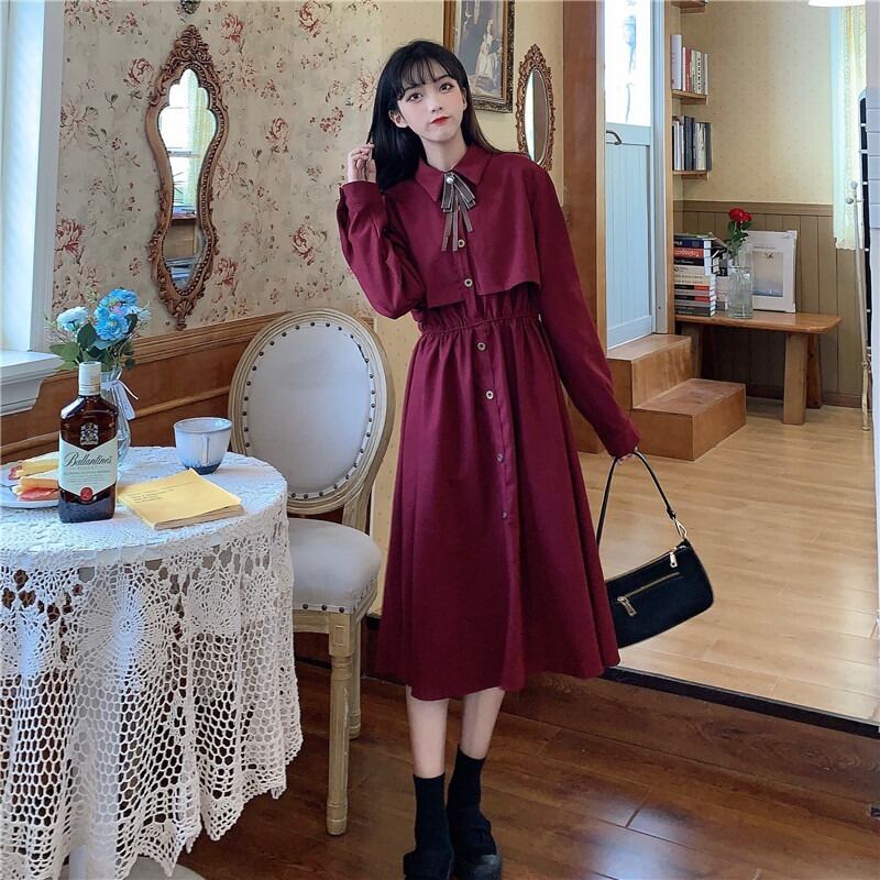 スタンダードドレス レッドスカート レトロ YY-ファッション39127671141