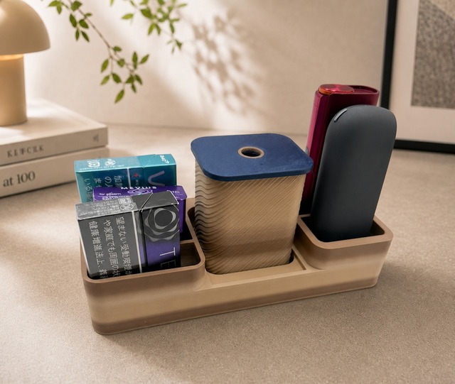 【限定ウッドグラデ】加熱式タバコ用オーガナイザー 灰皿付き IQOS glo対応