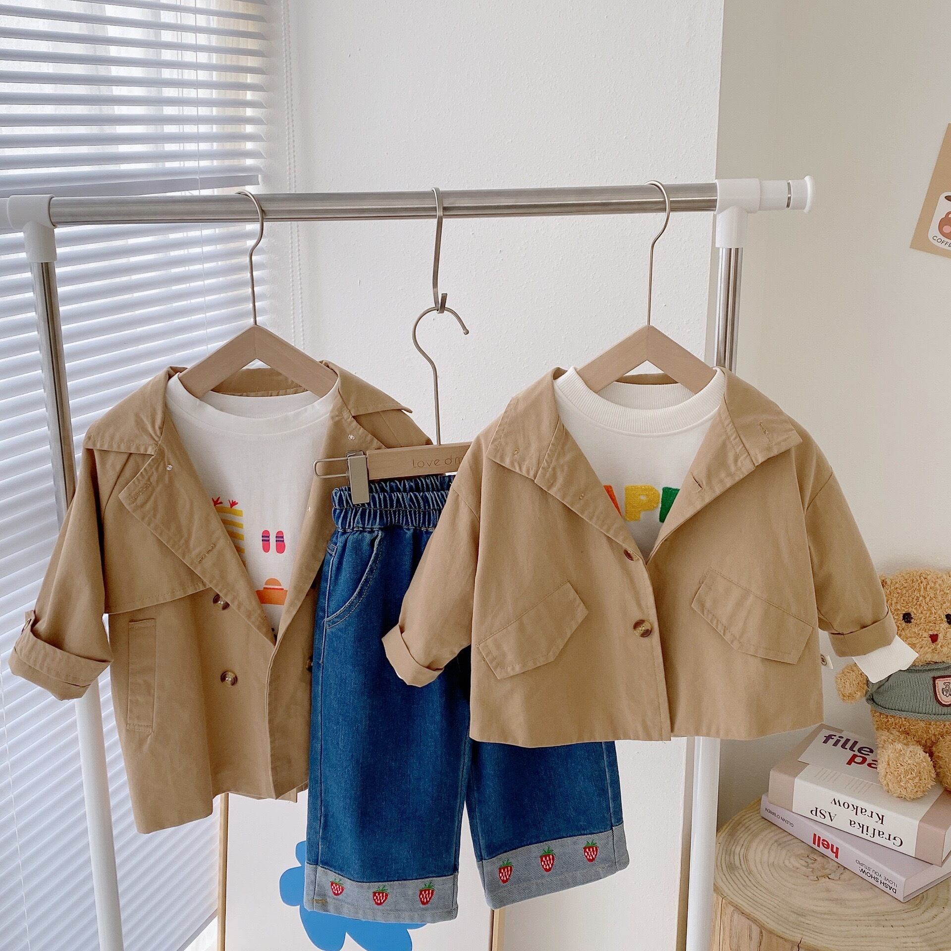 お取り寄せ 80 130 ロングトレンチコート 春アウター トレンチコート 子供用アウター 子供 キッズ 赤ちゃん ベビー Mina