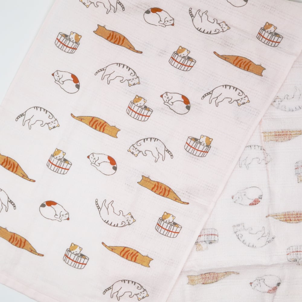 猫タオル手拭い(日本の湯てぬぐいタオルにゃんこ) | マスノヤ衣料品店・マスノヤ猫雑貨店