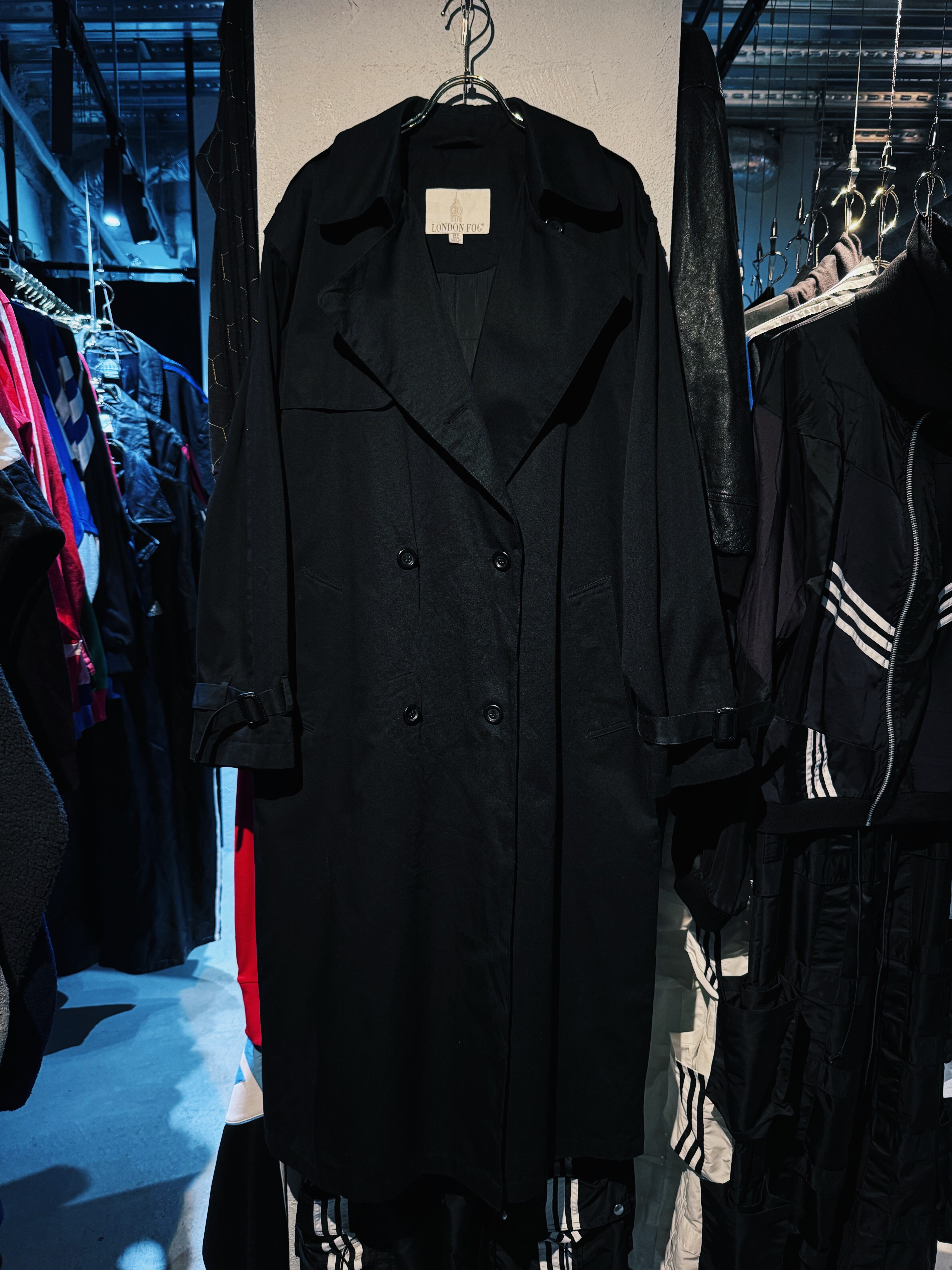【D4C】vintage“LONDON FOG” matt black color double breasted trench coat