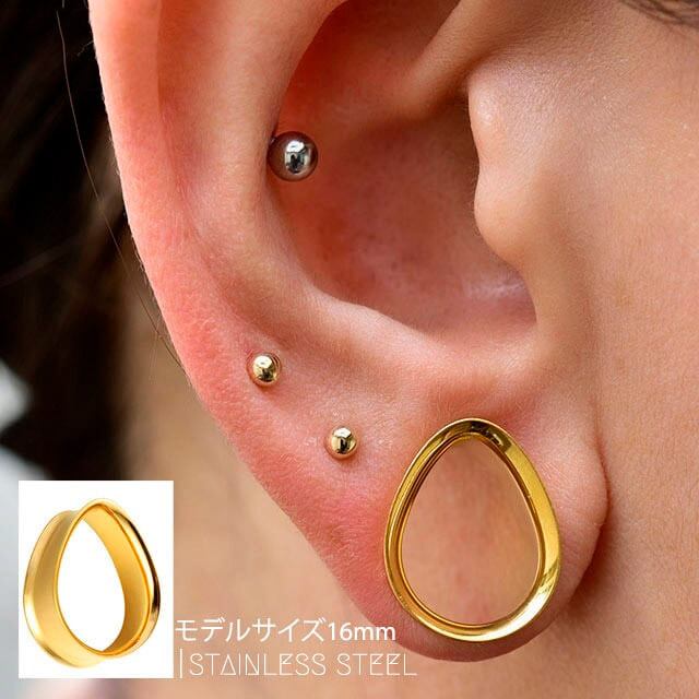 28mm 30mm ゴールド ティアドロップ ダブルフレア ラージゲージ 拡張