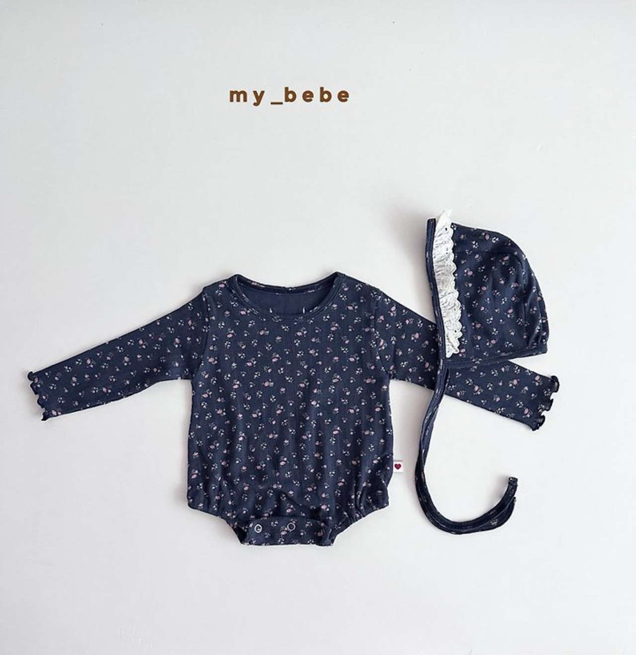 韓国子供服 / Mybebe / フラワーカラースーツ(ボンネット付き) / ベビー *S(6ヵ月)~Ⅿ(12ヵ月)*