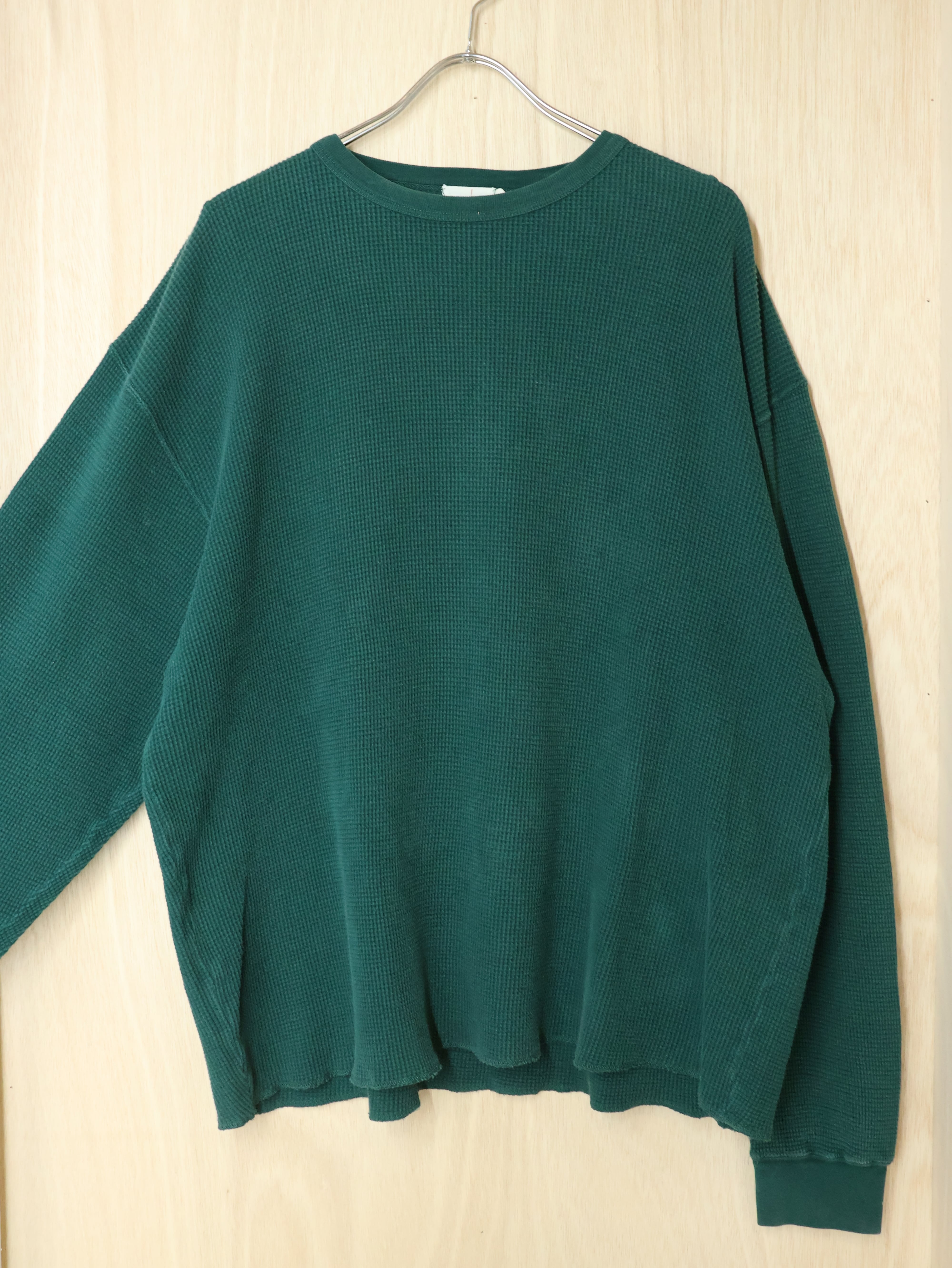 90s J.CREW ワッフルカットソー 表記XL サーマル ロンT 巨人タグ