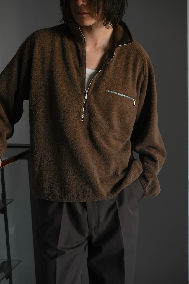 A.PRESSE / Vintage Silk Fleece Harf ZIP Jacket (Brown)
