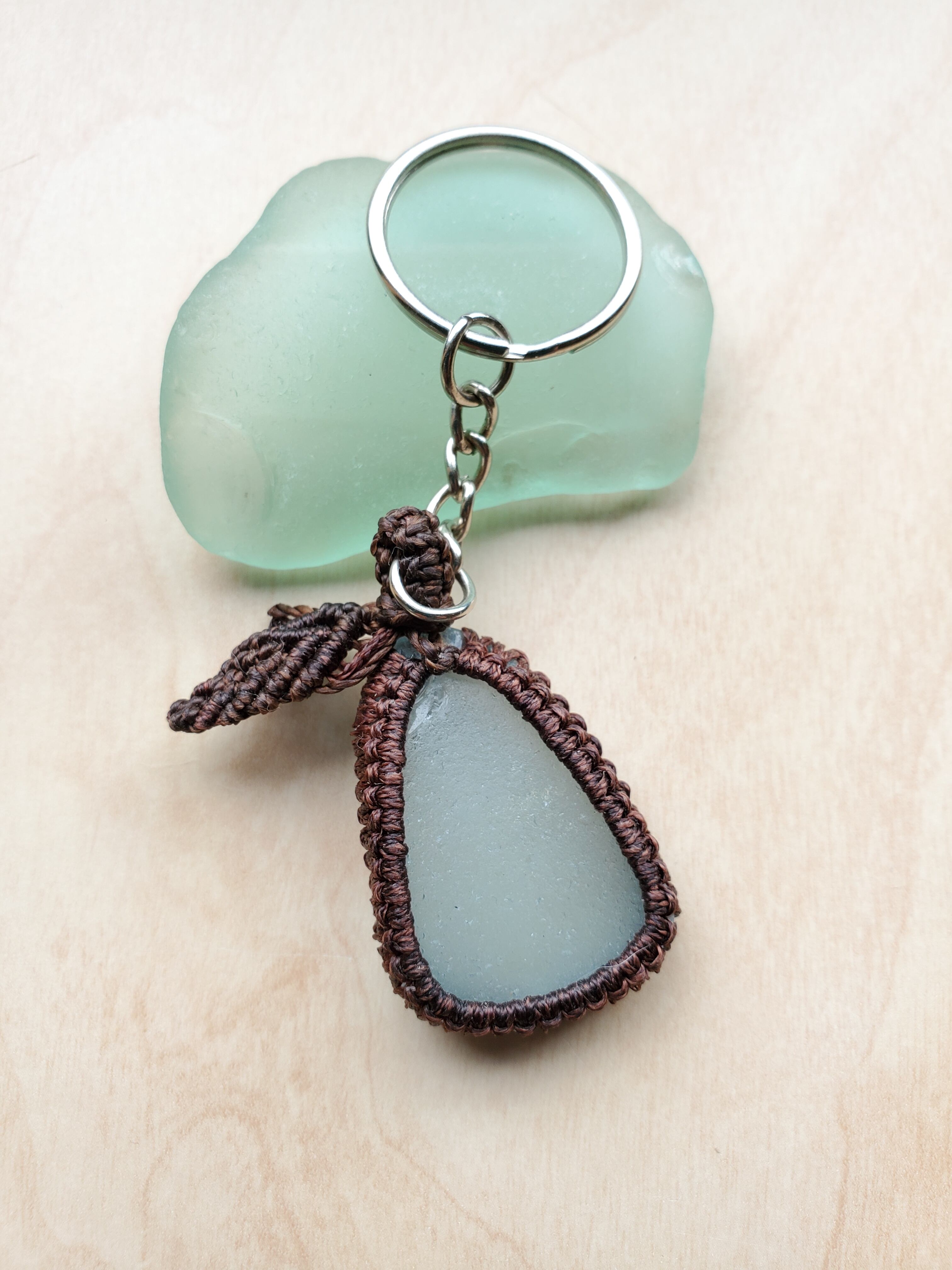 シーグラスマクラメ編みキーホルダーbrown | Pay ID