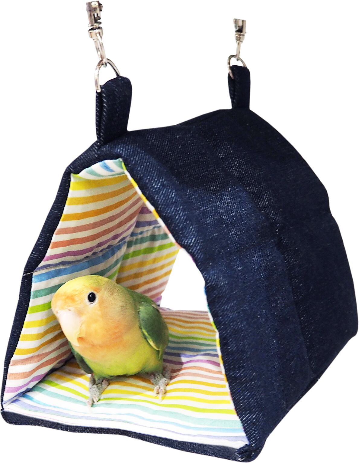 【小鳥用品】小鳥のデニムトンネル　レインボー