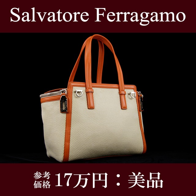 【全額返金保証・送料無料・美品】Ferragamo・フェラガモ・トートバッグ(人気・綺麗・バイカラー・人気・レア・珍しい・鞄・バック・E230)