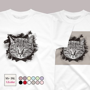 トラ猫のアートTシャツ 12色 XS-3XLサイズ 選べる生地・ビッグシルエット 送料無料（グランジ）