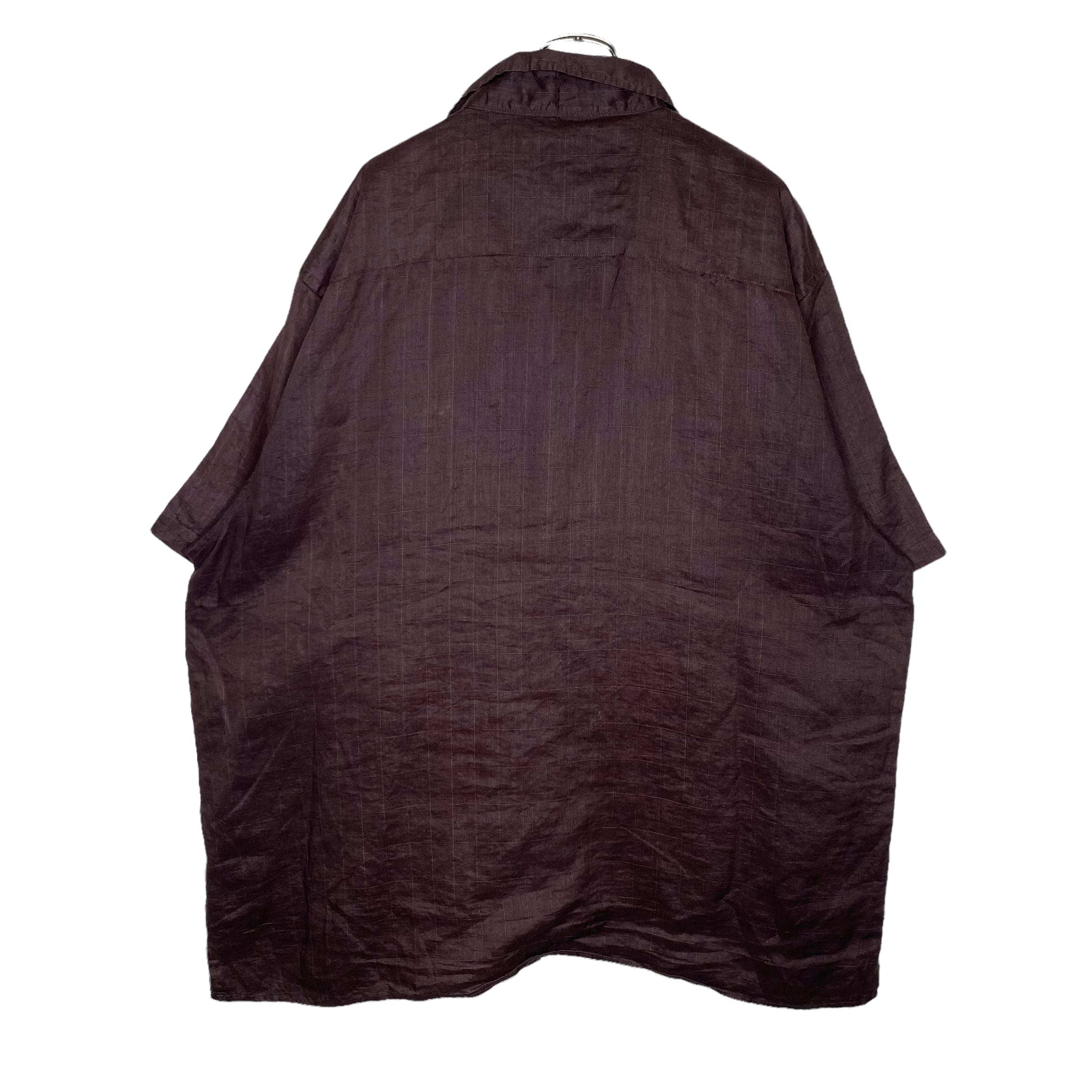 【美品】Clip.tab チェック柄 リネン 半袖シャツ 50's～ Sportwear 好配色チェック柄 ループカラー半袖シャツ