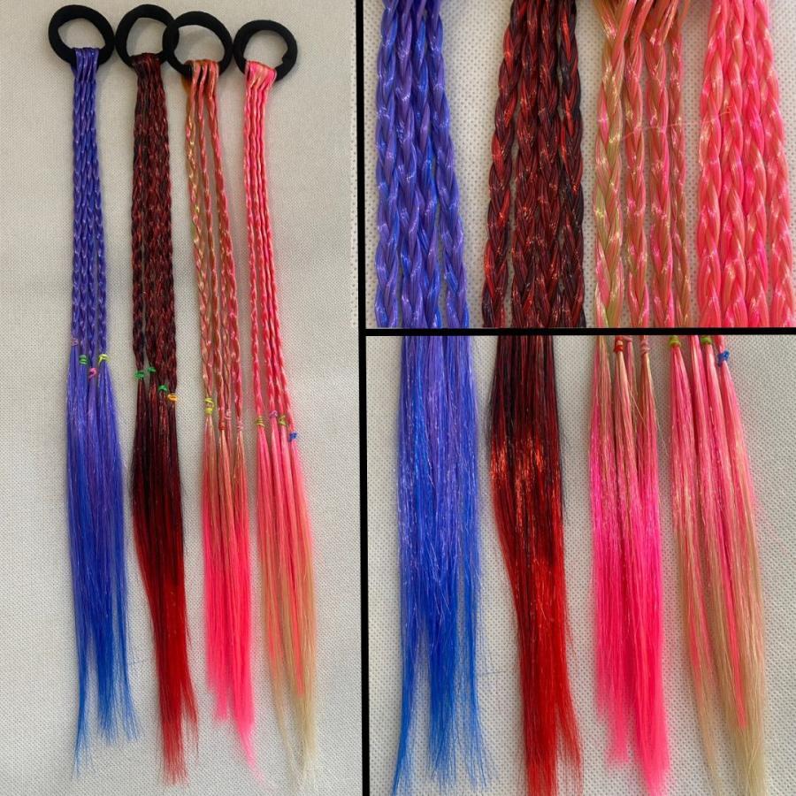 エクステ みつあみ ヘアゴム キッズ ポニーテール 女の子ヘアアクセ