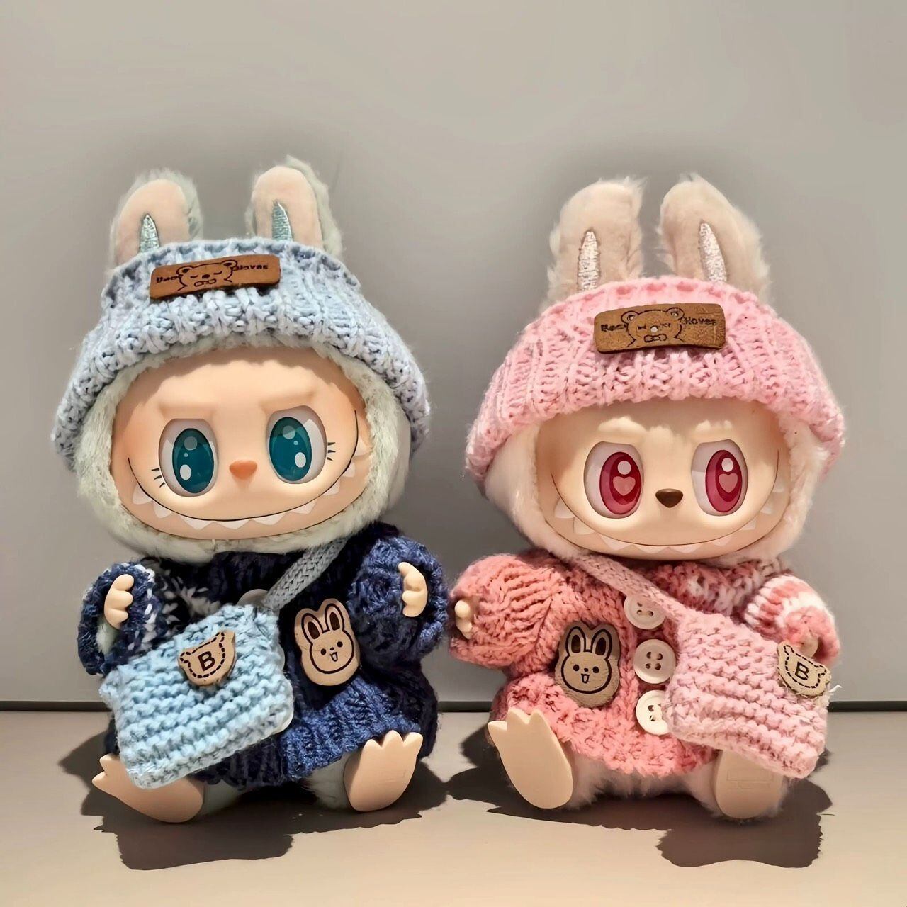 LABUBU ラブブ ぬいぐるみ用 ドール服 3色 手編み セーター ニット
