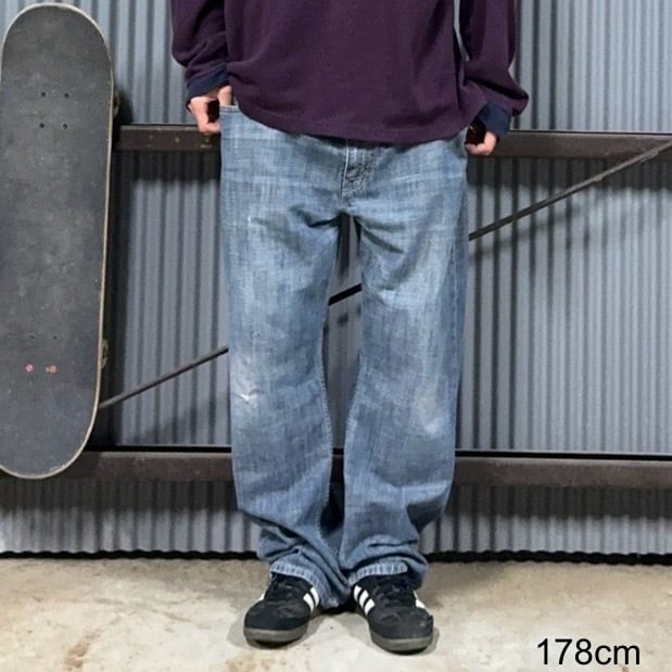 リーバイス569 Levis W36 ワイド バギー 青 古着 ヒゲ 21432 W36×L32 