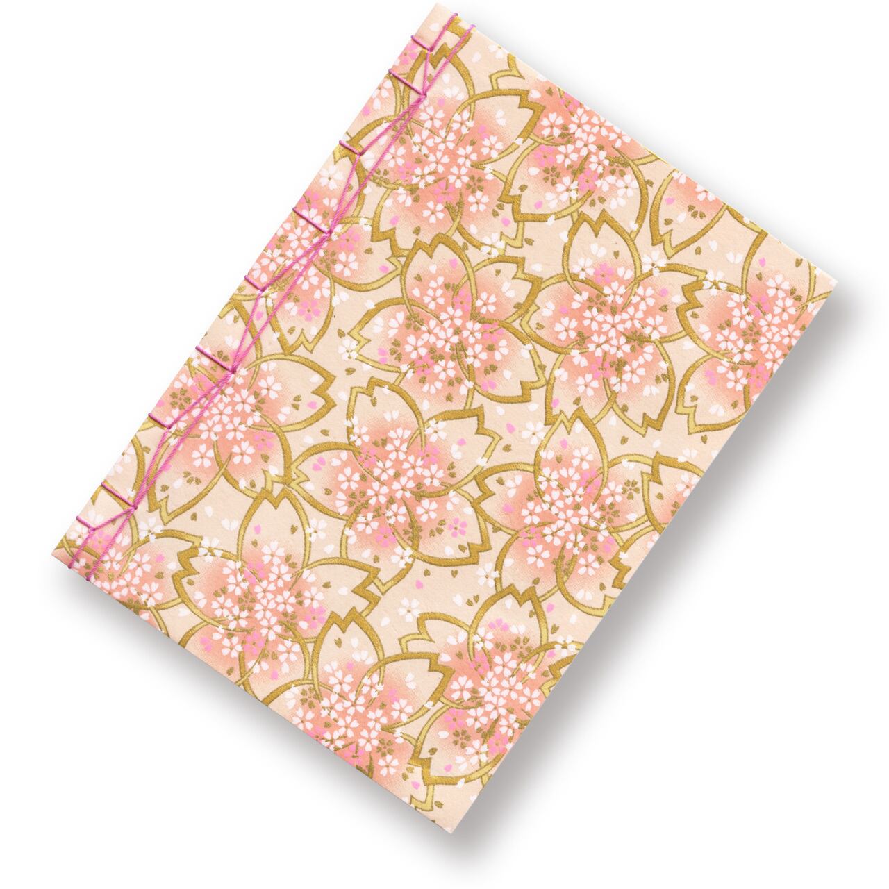 琉球桜15sen葉書に85SEN別納朱色押捺 大小桜 — Pink background with large and small cherry blossoms in