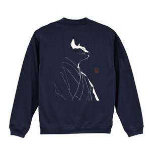 「月夜を見上げる、粋猫の影」ジャージ カーディガン/"Shadow of a Stylish Cat Looking Up at the Moonlit Night" Jersey Cardigan