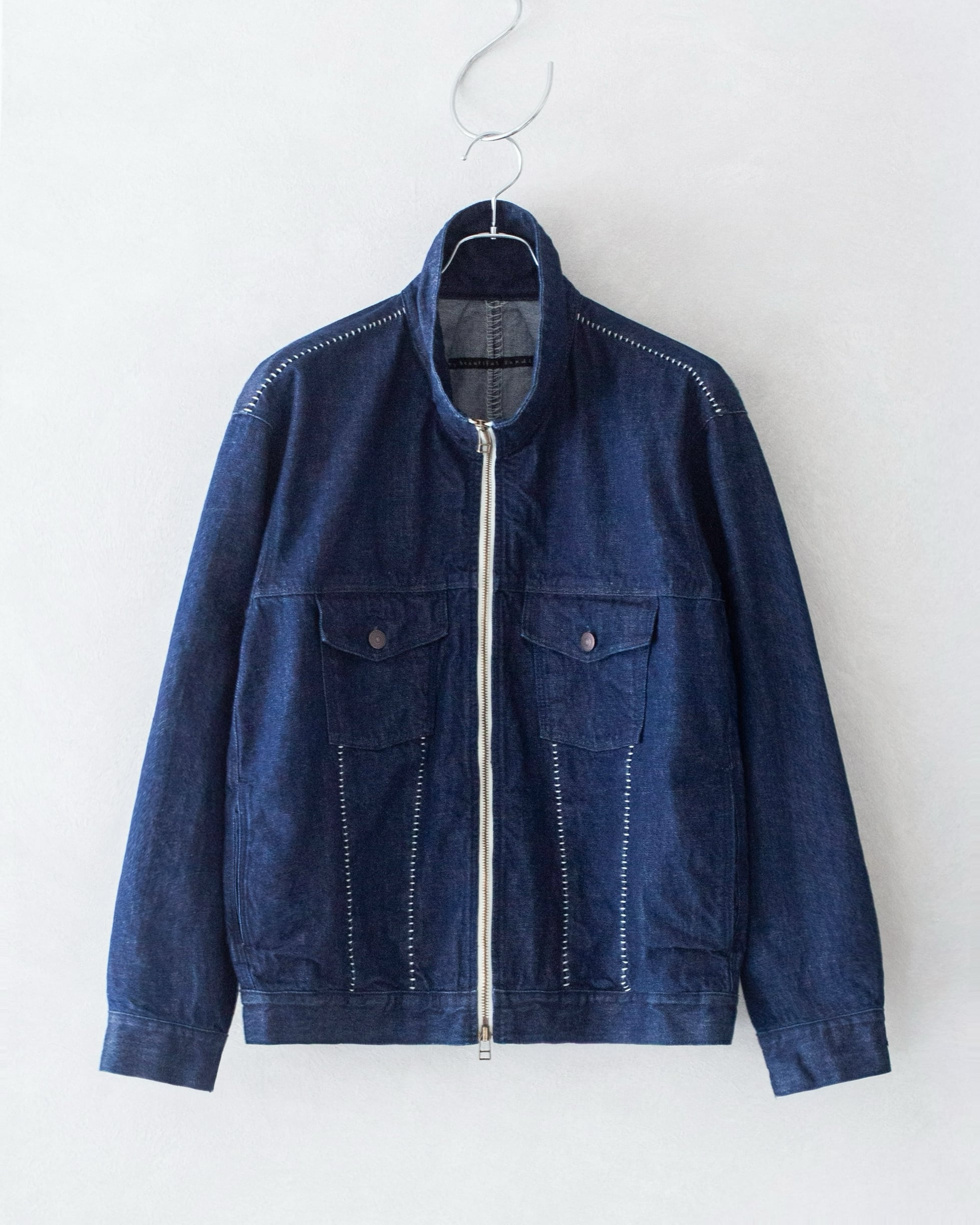 マイビューティフルランドレット　デニムブルゾン my beautiful landlet 12.5oz DENIM ZIP JACKET - One Wash BLUE-OW | nua