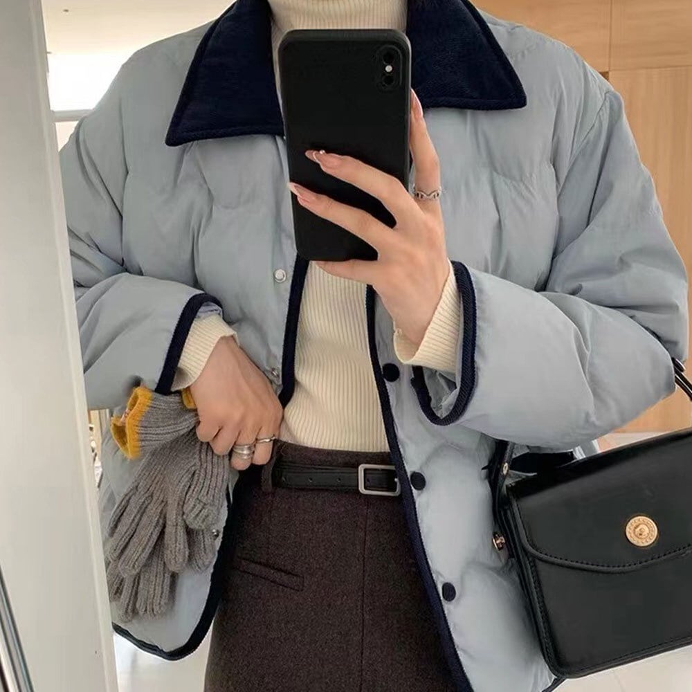 【送料無料】 キルティング ダウン ジャケット 中綿 レディース 秋冬 韓国 防寒 防風 保温 暖かい 薄手 襟付き ウェーブキルティング ダウンコート 大人 カジュアル きれいめ シンプル 大人可愛い 大人女子