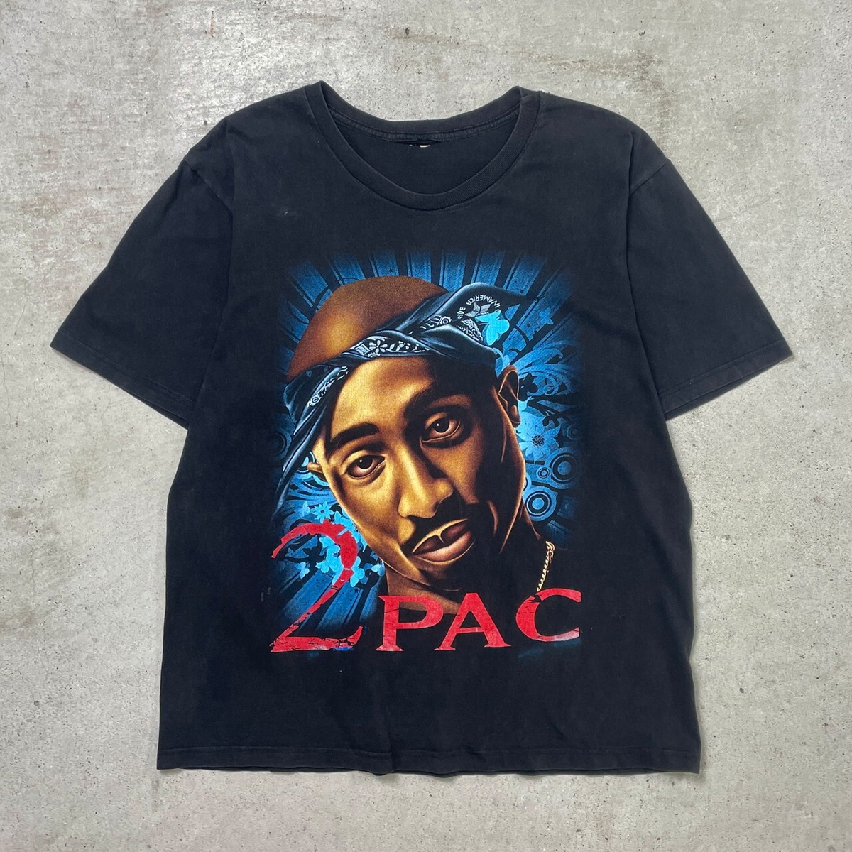 2PAC ラップTシャツ ヒップホップ メンズXL相当 古着 黒 【Tシャツ 