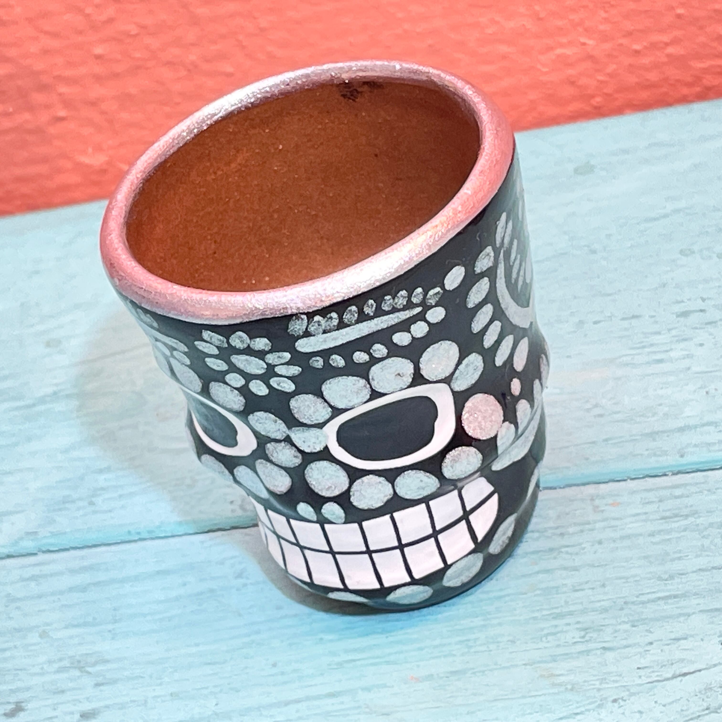 メキシコシティ 陶器のカラベラコップ BK Mexico city Calavera de