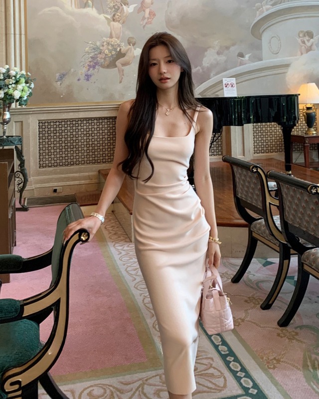 シンプルスクエアネックタイトワンピース　l5285