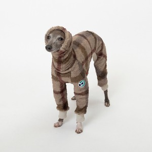 ビッグチェックボアロンパース　beige / イタグレ服