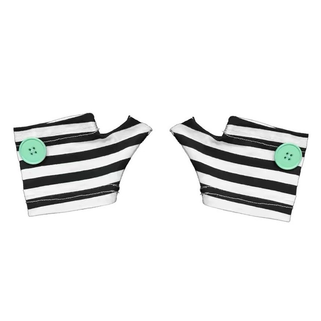 [Ttsunami] Vintage Black-White Striped Fingering Gloves