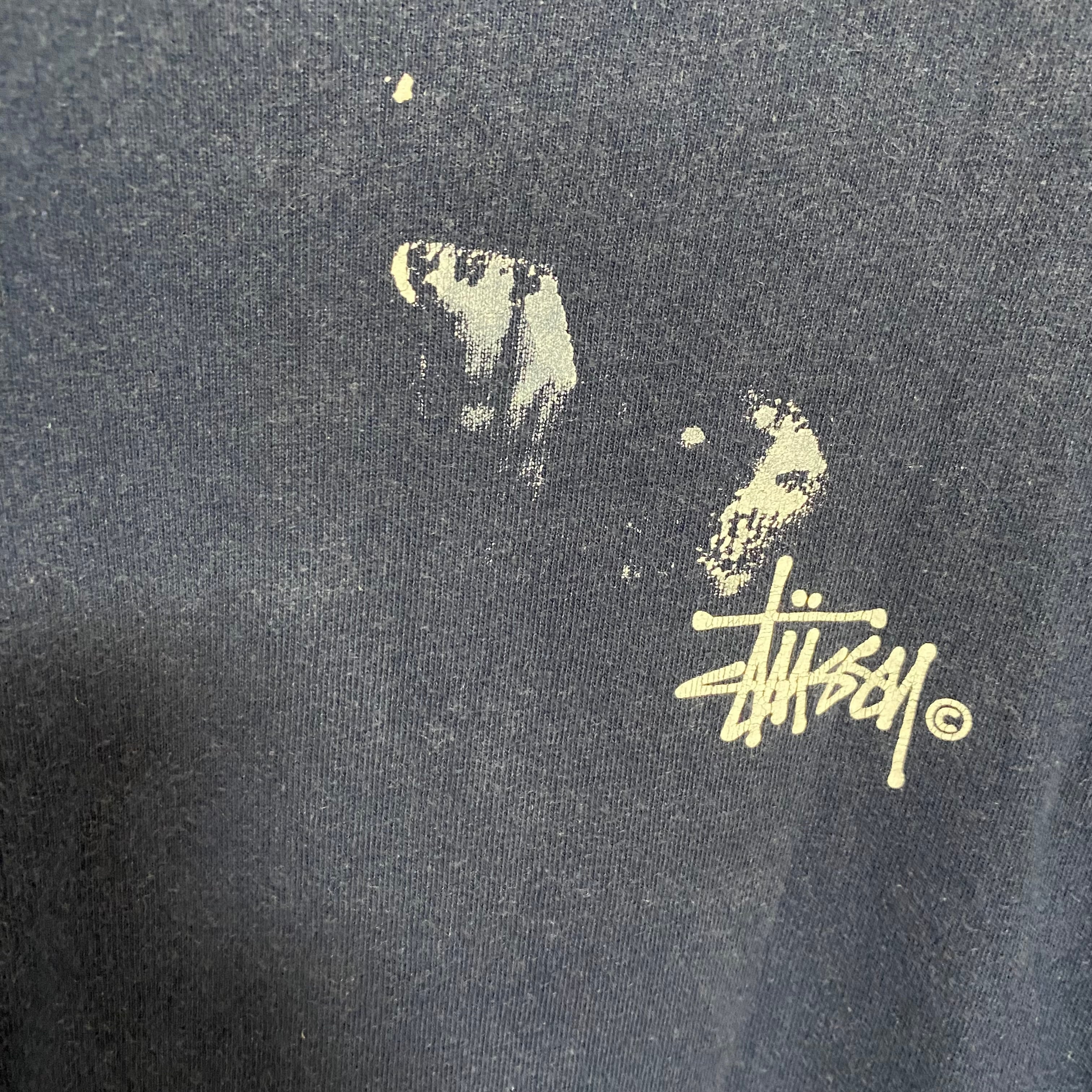 STUSSY ステューシー ビックロゴ tシャツ ネイビー ペイント 古着 ...