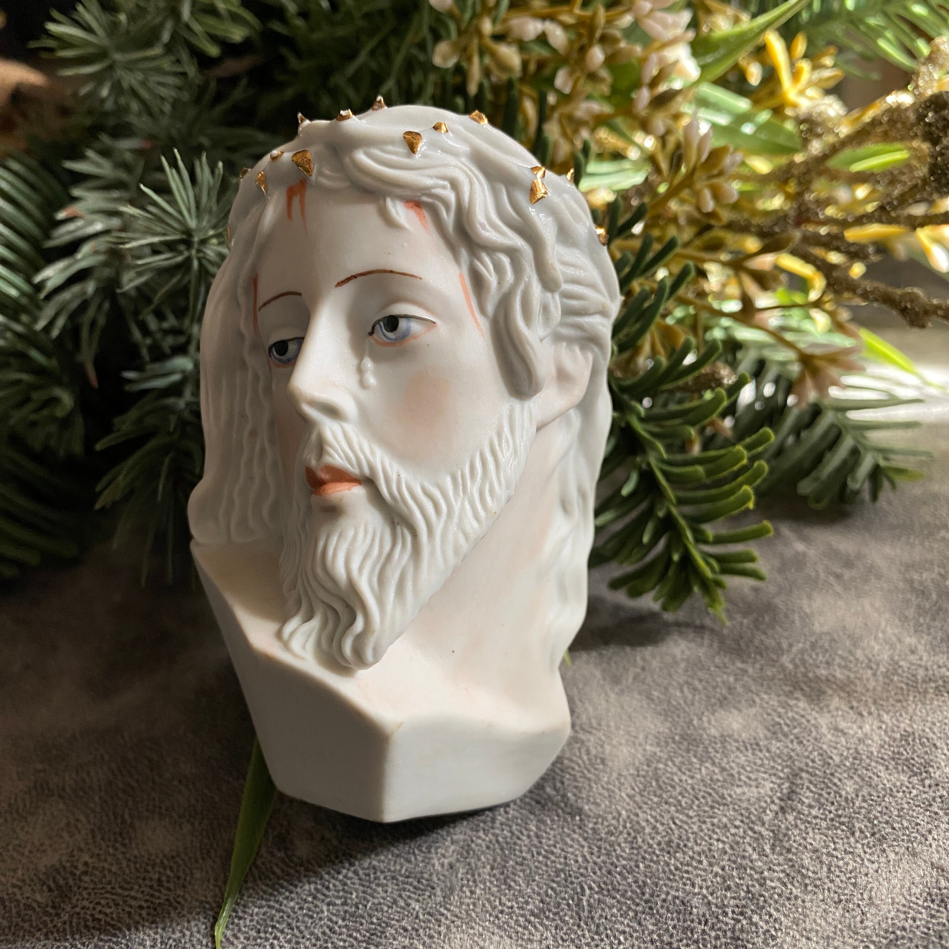 希少《Porcelanas JOPAF》金彩の茨冠✴︎キリストの御顔像 | Antique