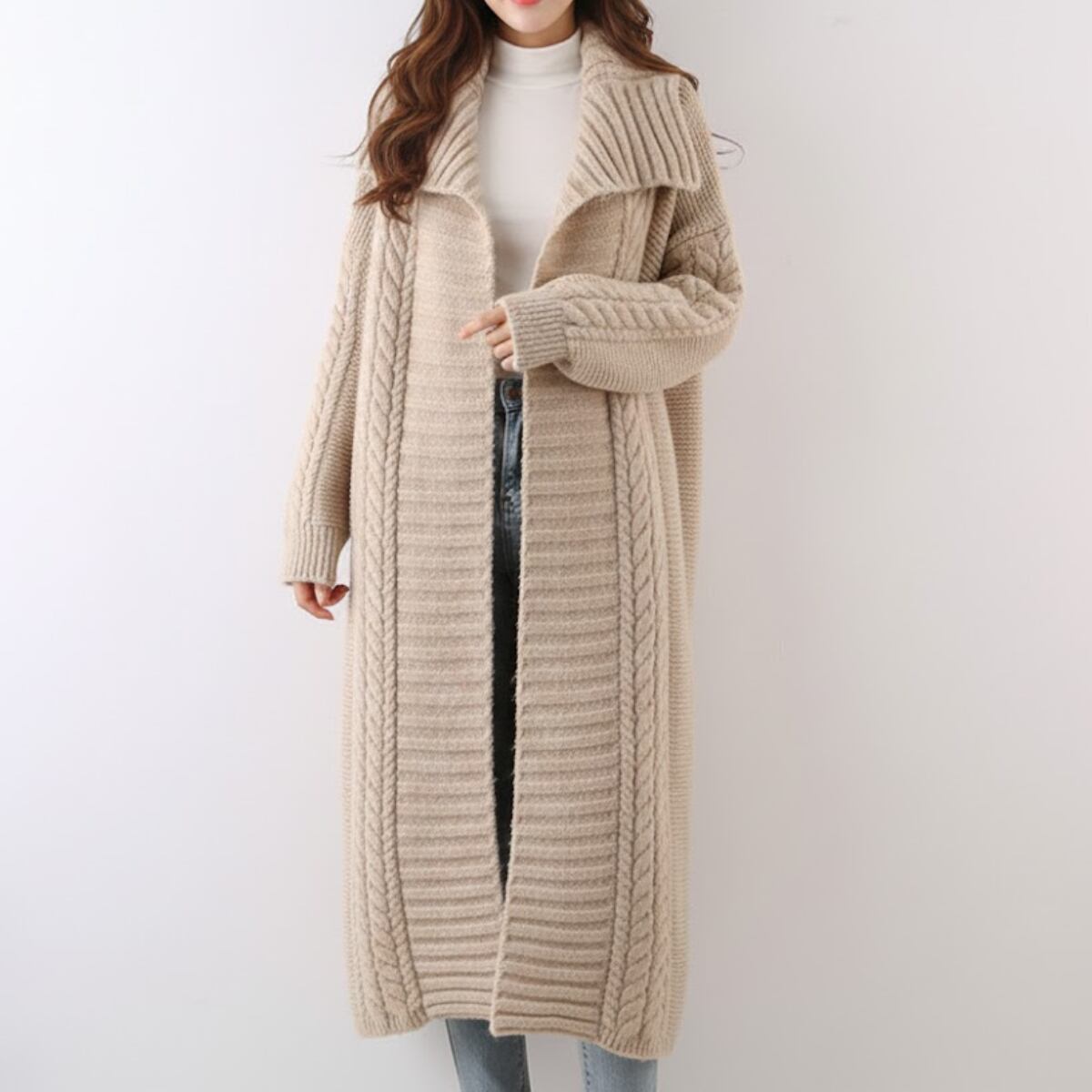 Relaxed Chunky Knit Long Cardigan ch0296