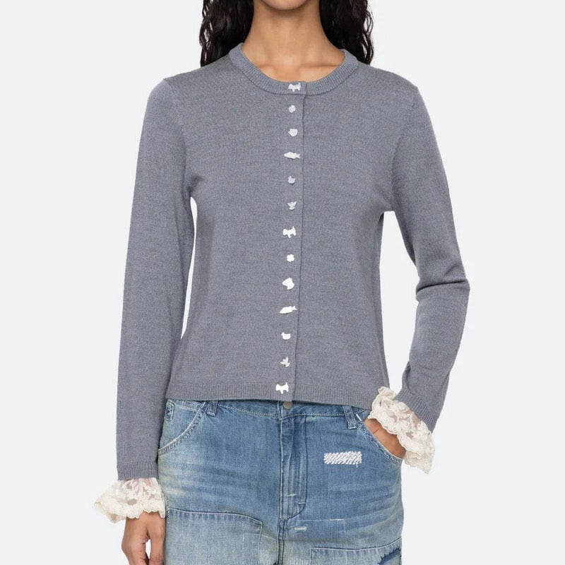 SEA NY DIANE KNIT CARDIGAN GREY