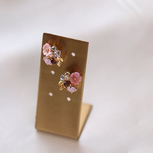 ビーズキット【送料無料】 ピンクシェルブーケ・ピアス ( イヤリング