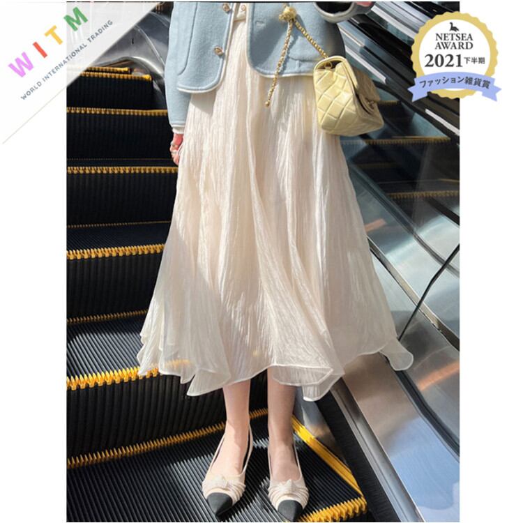 2022春夏新作 フレアスカート シアースカート ロングスカート フリル レディース おしゃれ