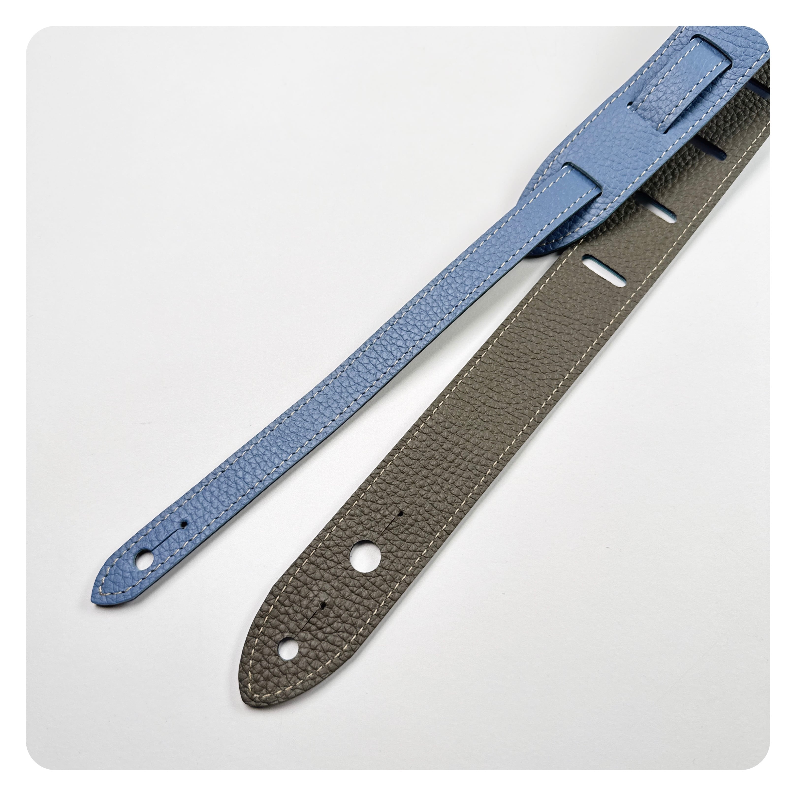 ストラップくじ ØMI シクレ 本革ウクレレストラップ［しぼグレイッシュブルー×しぼグレー］ | 鈴蘭小道