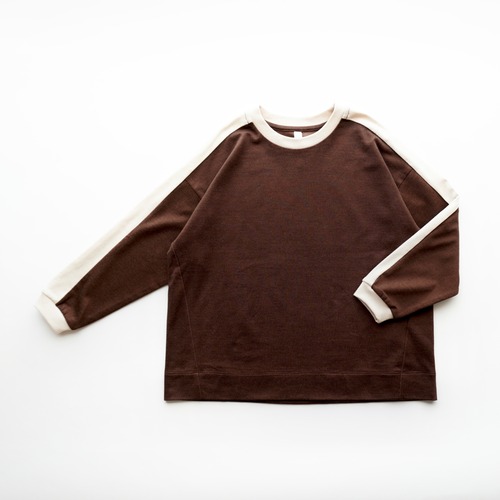 《MOUNTEN. 2026AW》bicolor shoulder longsleeve / brown / size0(145-155cm程度）