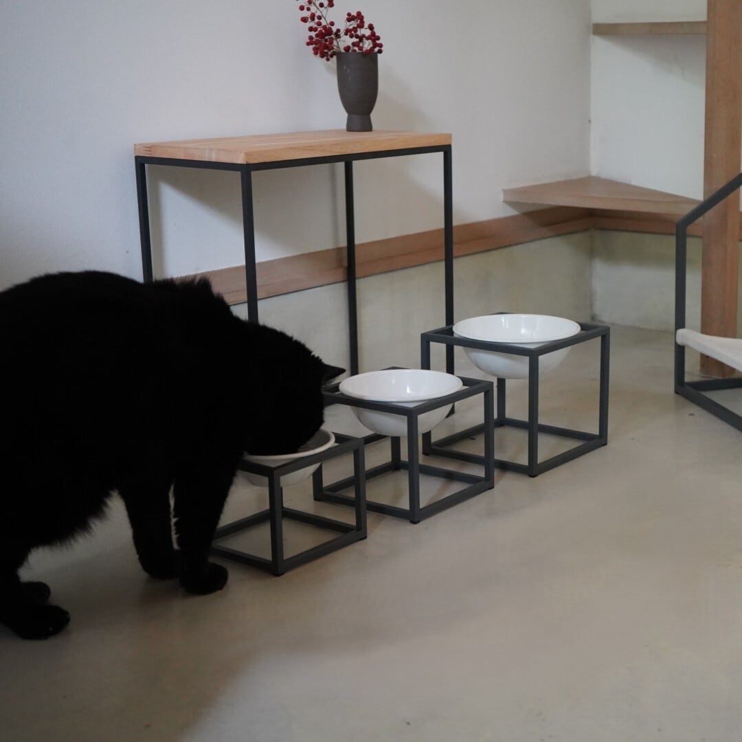 犬用品 野田琺瑯ペットボウル＆専用スタンド／Sサイズ【Tabete Cube】B