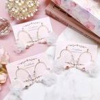 《 オーガンジーフラワー＆SWAROVSKIハートフープ 》 ピアス/イヤリング