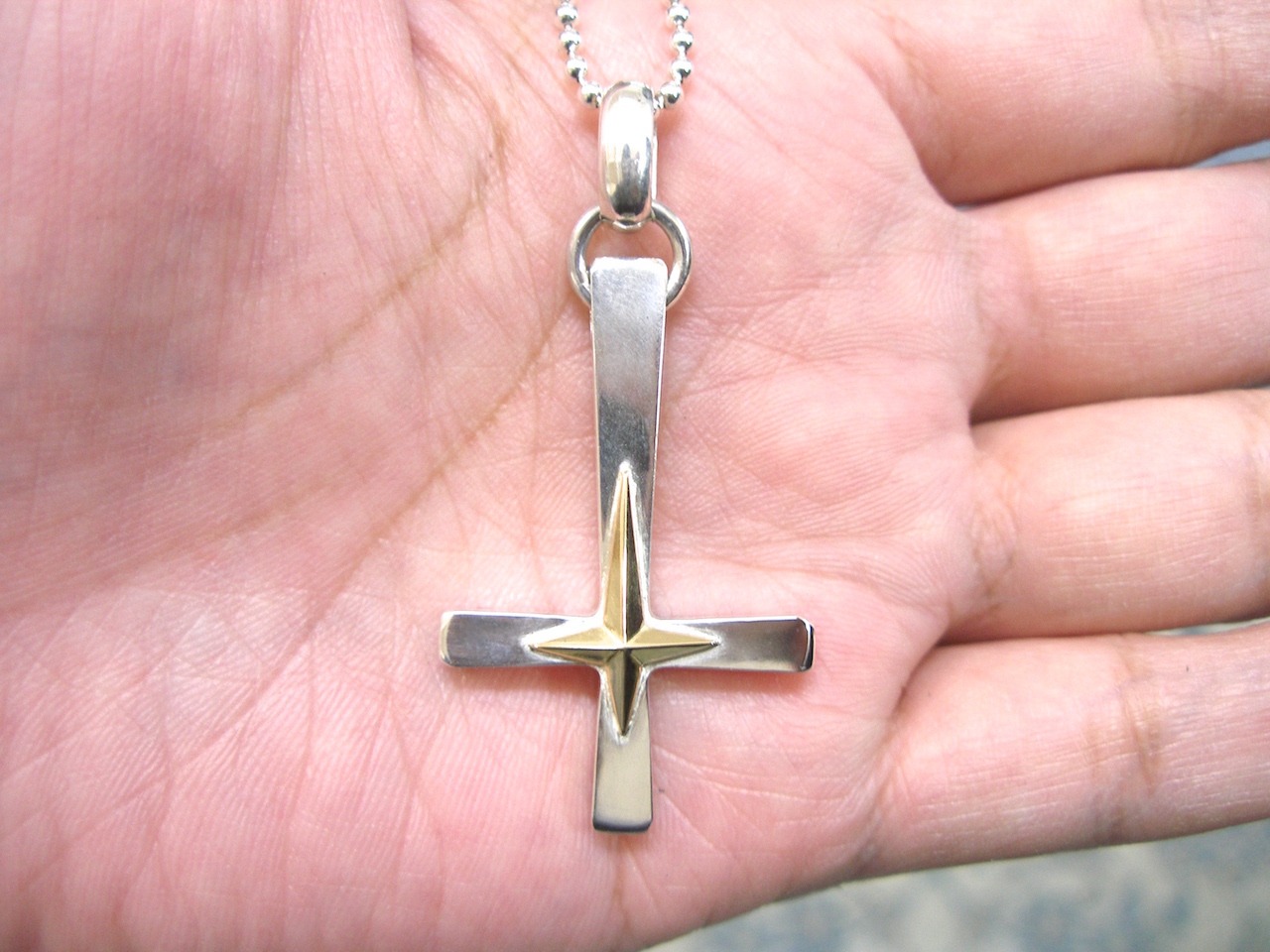 仁尾彫金『逆十字星クロスコンビ』十字架ハンドメイド158 | 仁尾彫金 