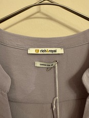 rich&royal ペールパープルオープンカラーシルクブラウス