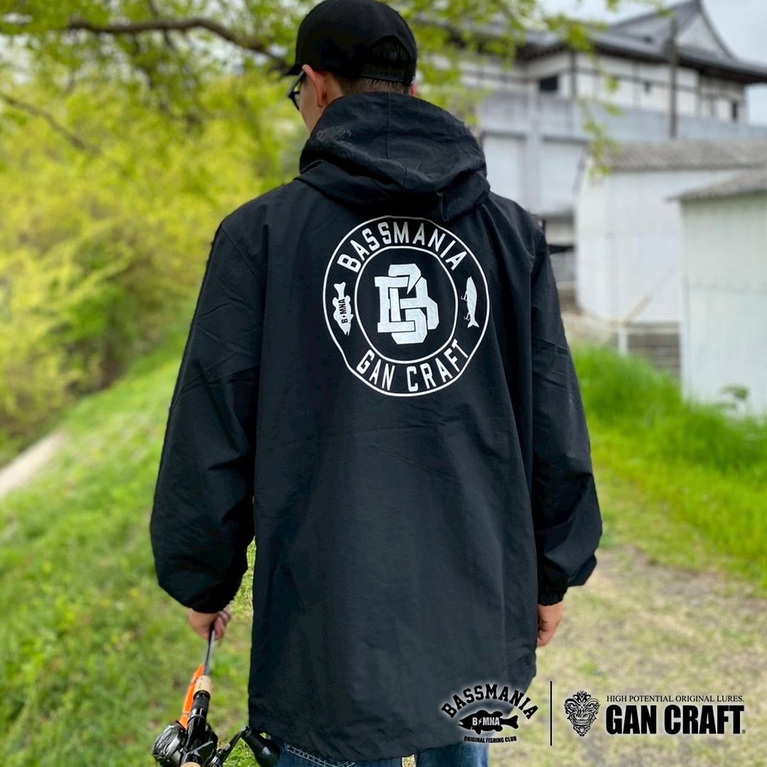 GANCRAFT×BASSMANIA】GANMANIA Logo half zip jacket［BLK］［限定生産
